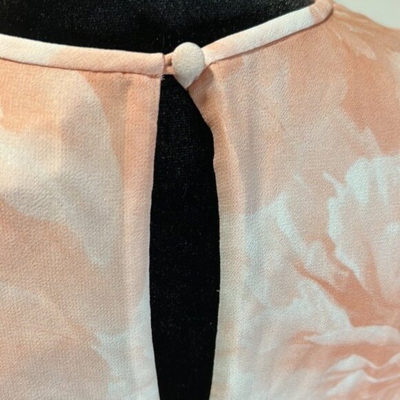 Calvin Klein Sleeveless A-Line Dress Floral Print Size 4 Peach & White - Picture 4 of 5